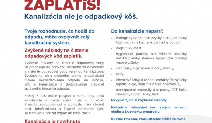 Aktuality /  „Kanalizácia nie je odpadkový kôš