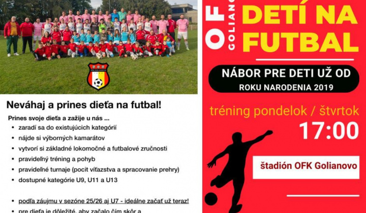 Aktuality / OFK GOLIANOVO - NÁBOR DETÍ NA FUTBAL  - foto