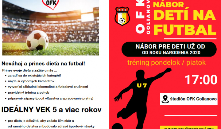 Aktuality / OFK GOLIANOVO - Nábor detí na futbal - foto