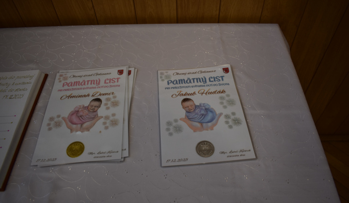 Slávnostné uvítanie detí do života 2025