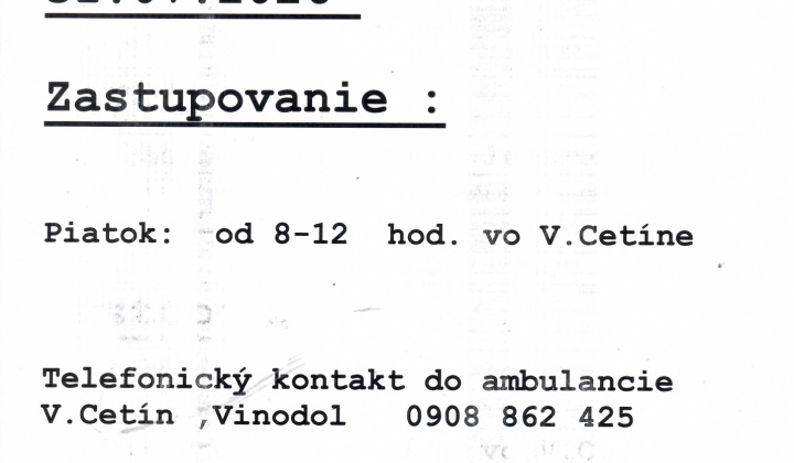 Aktuality / MUDr. Frey - dovolenka 31.07.2026 - foto