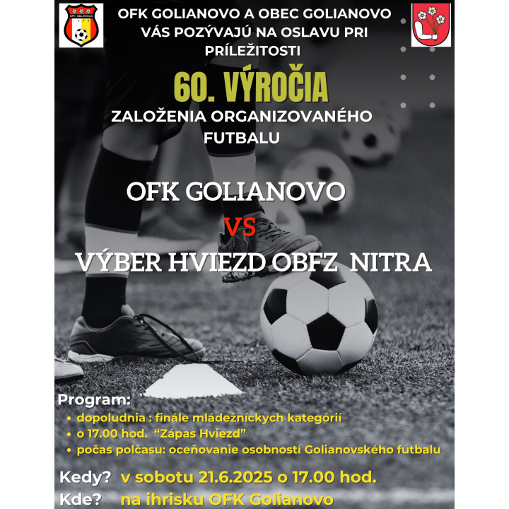 Pozvánka na oslavu pri príležitosti 60. výročia založenia organizového futbalu