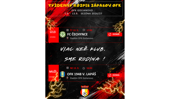 Pozvánka OFK Golianovo