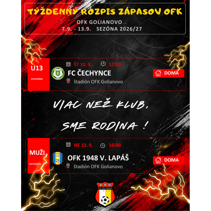 Pozvánka OFK Golianovo