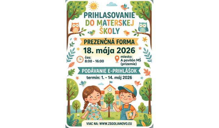 Prihlasovanie detí do Materskej školy Golianovo