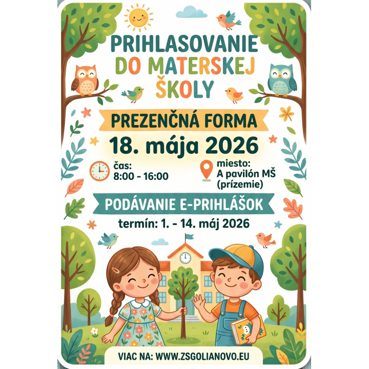 Prihlasovanie detí do Materskej školy Golianovo
