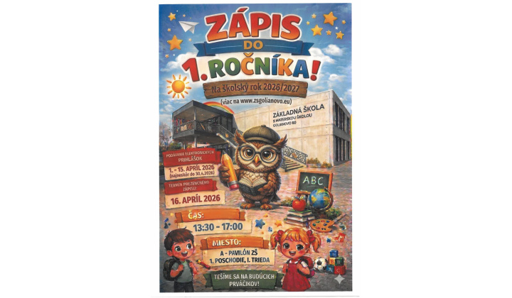 Zápis do 1. ročníka ZŠ Golianovo